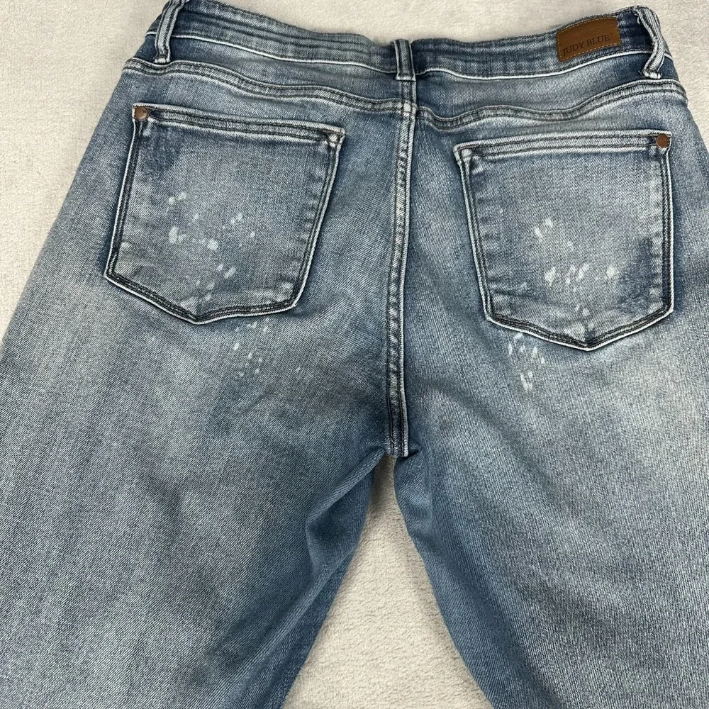 Judy Blue Boyfriend Fit Jeans‎ Mid Rise Distressed Denim Medium Wash Size 11/30